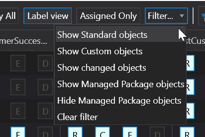 Additional filtering options in the Objects Permissions Editor in The Welkin Suite